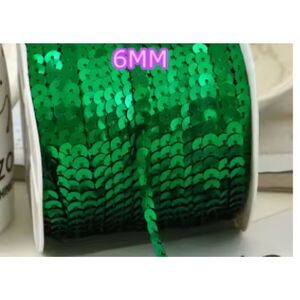 100 yards 6mm Green Sequin Cord Roll DIY Sew On